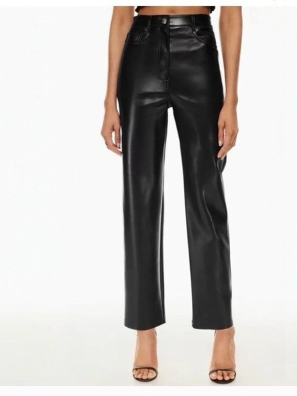 Wilfred Aritzia Women's Vegan Leather Black Noir Pants Moto Biker Size 2